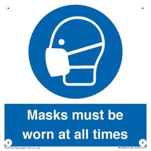 Masks must be worn at all times